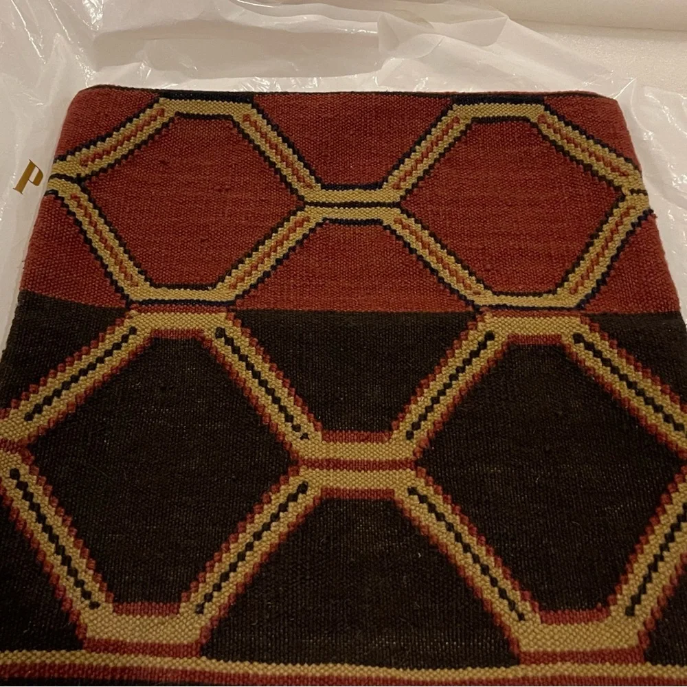 NWT Pottery Barn Vintage NZ Wool Kindu Kilim Pillow Cover- 2007, 18” #2